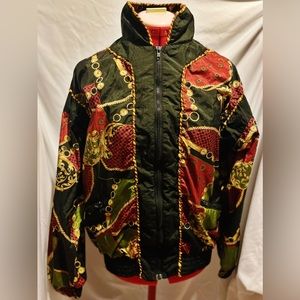 **VINTAGE**Razzle 90s Bomber Jacket Small Womens Designer Black Patchwork Nylon